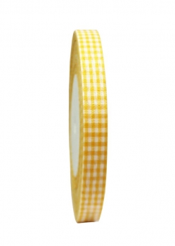 Geschenkband gelb/weiss kariert 12mm breit geschnitten, 45m